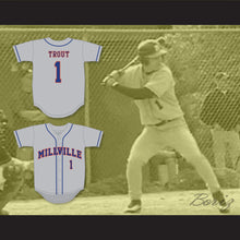 Load image into Gallery viewer, Mike Trout 1 Millville Senior High School Thunderbolts Gray Baseball Jersey 2