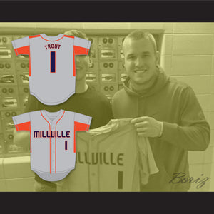 Mike Trout 1 Millville Senior High School Thunderbolts Gray Baseball Jersey 4