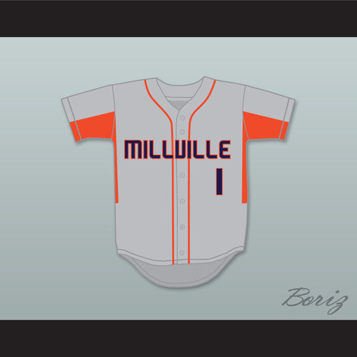 Mike Trout 1 Millville Senior High School Thunderbolts Gray Baseball Jersey 3
