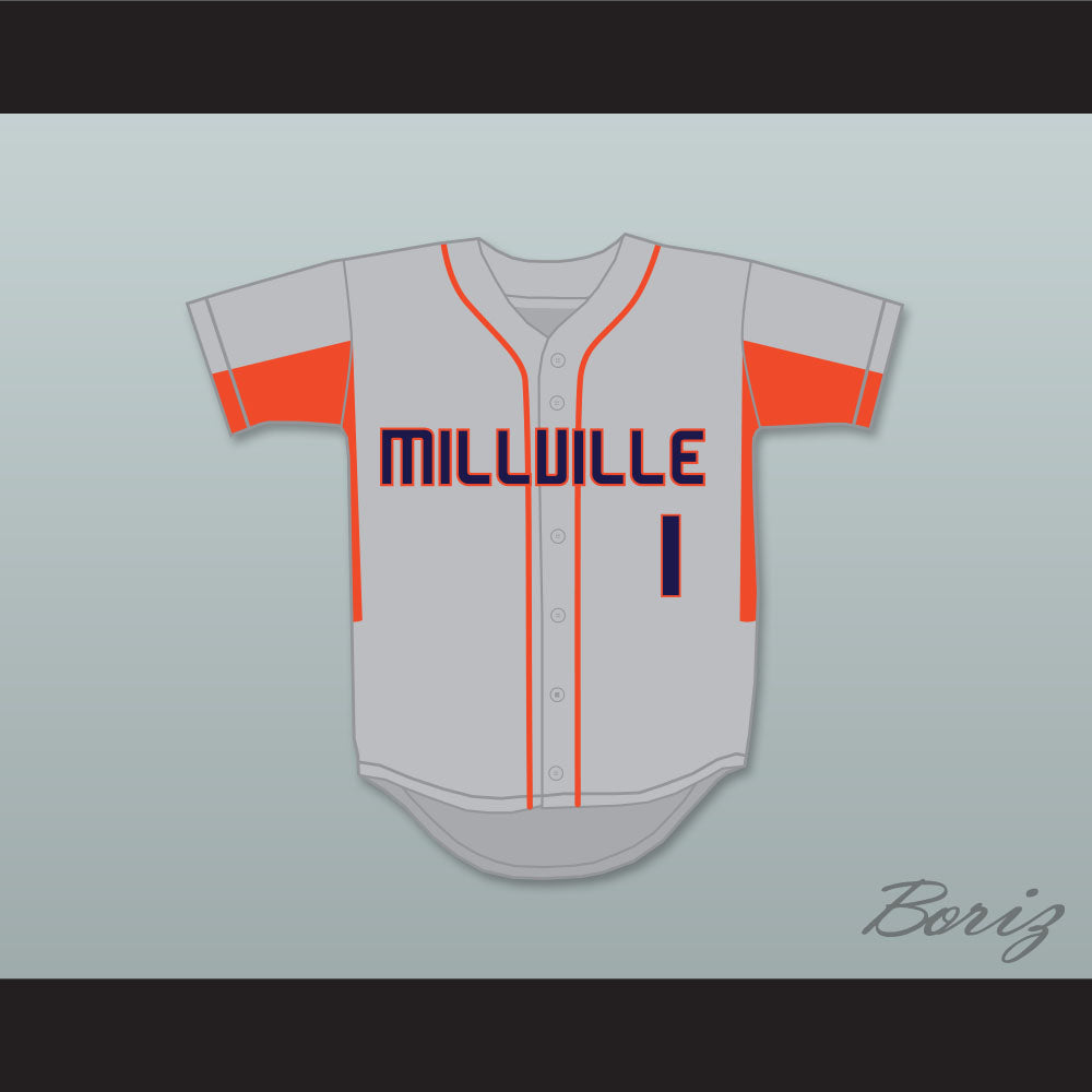 Mike Trout 1 Millville Senior High School Thunderbolts Gray Baseball Jersey 3