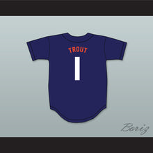 Load image into Gallery viewer, Mike Trout 1 Millville Senior High School Thunderbolts Navy Blue Baseball Jersey 2
