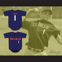 Load image into Gallery viewer, Mike Trout 1 Millville Senior High School Thunderbolts Navy Blue Baseball Jersey 2