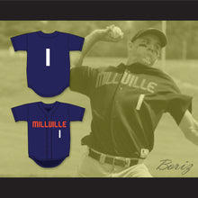 Load image into Gallery viewer, Mike Trout 1 Millville Senior High School Thunderbolts Navy Blue Baseball Jersey 1