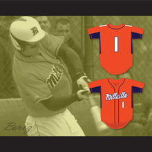 Load image into Gallery viewer, Mike Trout 1 Millville Senior High School Thunderbolts Orange Baseball Jersey 3