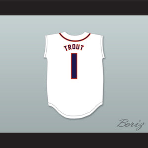 Mike Trout 1 Millville Senior High School Thunderbolts White Baseball Jersey 2