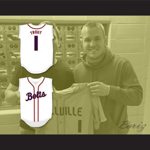 Mike Trout 1 Millville Senior High School Thunderbolts White Baseball Jersey 2