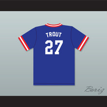 Load image into Gallery viewer, Mike Trout 27 Steelman Photo Little League Blue Baseball Jersey 2
