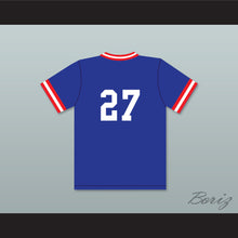 Load image into Gallery viewer, Mike Trout 27 Steelman Photo Little League Blue Baseball Jersey 1
