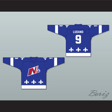 Load image into Gallery viewer, Mike Ludano 9 Le National de Quebec Blue Hockey Jersey- Lance et compte (He Shoots, He Scores)