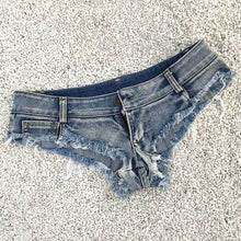 Load image into Gallery viewer, Mini Micro Short Femme Sexy Thong Denim Shorts Female Cotton 2020 Spring Summer Jeans Shorts Women Clubwear Night Party European