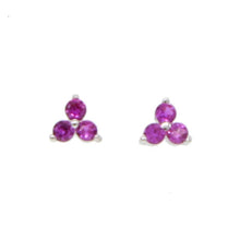 Load image into Gallery viewer, Minimal 925 sterling silver jewery red blue green white rainbow cz stone delicate dainty second colorful cluster stud earring