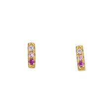 Load image into Gallery viewer, Minimal 925 sterling silver jewery red blue green white rainbow cz stone delicate dainty second colorful cluster stud earring