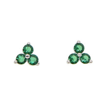 Load image into Gallery viewer, Minimal 925 sterling silver jewery red blue green white rainbow cz stone delicate dainty second colorful cluster stud earring