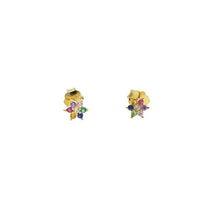 Load image into Gallery viewer, Minimal 925 sterling silver jewery red blue green white rainbow cz stone delicate dainty second colorful cluster stud earring