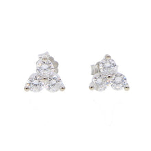 Load image into Gallery viewer, Minimal 925 sterling silver jewery red blue green white rainbow cz stone delicate dainty second colorful cluster stud earring