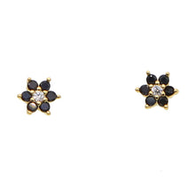 Load image into Gallery viewer, Minimal 925 sterling silver jewery red blue green white rainbow cz stone delicate dainty second colorful cluster stud earring