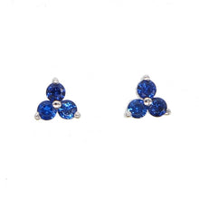 Load image into Gallery viewer, Minimal 925 sterling silver jewery red blue green white rainbow cz stone delicate dainty second colorful cluster stud earring