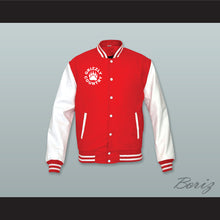 Load image into Gallery viewer, Minnville High School Grizzlies Football Red Wool and White Lab Leather Varsity Letterman Jacket