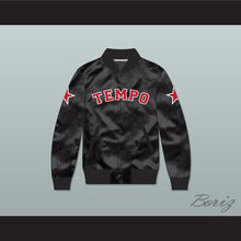 Load image into Gallery viewer, Missy Elliott Tempo Black Varsity Letterman Satin Bomber Jacket