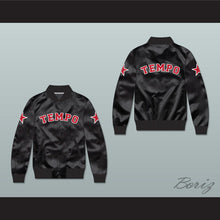 Load image into Gallery viewer, Missy Elliott Tempo Black Varsity Letterman Satin Bomber Jacket