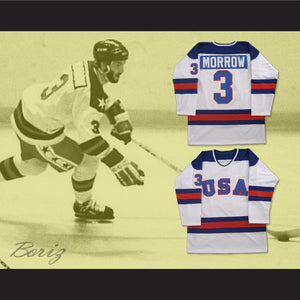 1980 Miracle On Ice Team USA Ken Morrow 3 Hockey Jersey White