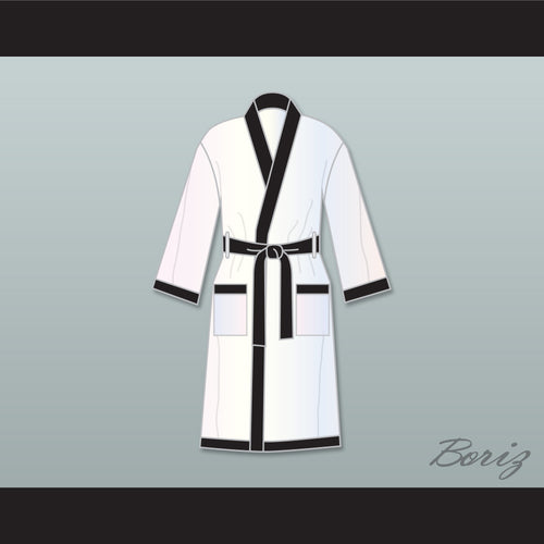 Muhammad Ali White and Black Satin Full Boxing Robe