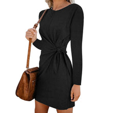 Load image into Gallery viewer, NEDEINS Women Spring Collar Pink Dress Sleeveless Lace Up Elegant Casual Dresses Sexy Fashion Party  Long Sleeve Dress