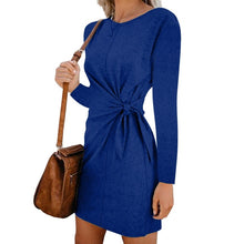 Load image into Gallery viewer, NEDEINS Women Spring Collar Pink Dress Sleeveless Lace Up Elegant Casual Dresses Sexy Fashion Party  Long Sleeve Dress