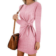 Load image into Gallery viewer, NEDEINS Women Spring Collar Pink Dress Sleeveless Lace Up Elegant Casual Dresses Sexy Fashion Party  Long Sleeve Dress