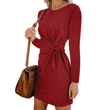 Load image into Gallery viewer, NEDEINS Women Spring Collar Pink Dress Sleeveless Lace Up Elegant Casual Dresses Sexy Fashion Party  Long Sleeve Dress