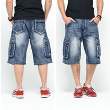 Load image into Gallery viewer, NEW 2021 Men Loose Jeans HIP HOP Skateboard short Jeans Men&#39;s Fashion trousers Size 30-46 Big pockets