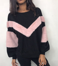 Load image into Gallery viewer, NEW Warm Women Plush Sweatshirt Stitching Long Sleeve Patchwork Pullover Tops Sweatshirt Jumper