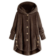 Load image into Gallery viewer, NIBESSER Leopard Plush Fleece Women Hooded Jackets Fashion Autumn Thin Soft Long Hoodie Coat  Button Solid Loose Overcoat 2019