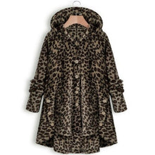 Load image into Gallery viewer, NIBESSER Leopard Plush Fleece Women Hooded Jackets Fashion Autumn Thin Soft Long Hoodie Coat  Button Solid Loose Overcoat 2019