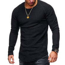 Load image into Gallery viewer, NIBESSER Spring Men T-shirts Plus Size 3XL Long Sleeve Striped T Shirt Casual O-Neck Solid Tshirt Elastic Fitness Hip Hop Tops
