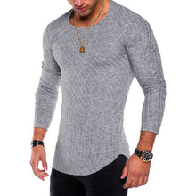 Load image into Gallery viewer, NIBESSER Spring Men T-shirts Plus Size 3XL Long Sleeve Striped T Shirt Casual O-Neck Solid Tshirt Elastic Fitness Hip Hop Tops