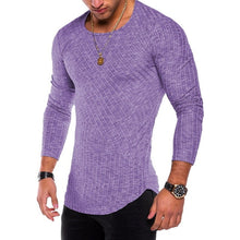 Load image into Gallery viewer, NIBESSER Spring Men T-shirts Plus Size 3XL Long Sleeve Striped T Shirt Casual O-Neck Solid Tshirt Elastic Fitness Hip Hop Tops