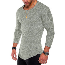 Load image into Gallery viewer, NIBESSER Spring Men T-shirts Plus Size 3XL Long Sleeve Striped T Shirt Casual O-Neck Solid Tshirt Elastic Fitness Hip Hop Tops