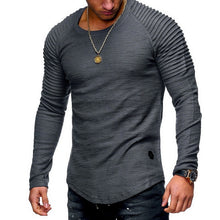 Load image into Gallery viewer, NIBESSER Spring Men T-shirts Plus Size 3XL Long Sleeve Striped T Shirt Casual O-Neck Solid Tshirt Elastic Fitness Hip Hop Tops