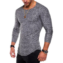 Load image into Gallery viewer, NIBESSER Spring Men T-shirts Plus Size 3XL Long Sleeve Striped T Shirt Casual O-Neck Solid Tshirt Elastic Fitness Hip Hop Tops