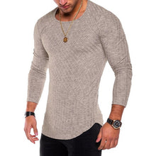 Load image into Gallery viewer, NIBESSER Spring Men T-shirts Plus Size 3XL Long Sleeve Striped T Shirt Casual O-Neck Solid Tshirt Elastic Fitness Hip Hop Tops