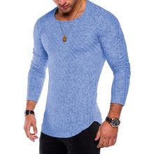 Load image into Gallery viewer, NIBESSER Spring Men T-shirts Plus Size 3XL Long Sleeve Striped T Shirt Casual O-Neck Solid Tshirt Elastic Fitness Hip Hop Tops