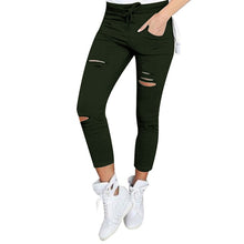 Load image into Gallery viewer, NIBESSER Spring Women Pencil Pant Lace Up Waist Casual Women Pants Solid Multi-Pockets Plus Size Cargo Pants Slim Fit Trousers