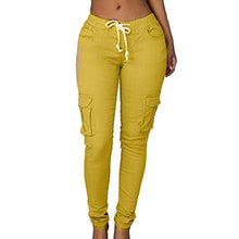 Load image into Gallery viewer, NIBESSER Spring Women Pencil Pant Lace Up Waist Casual Women Pants Solid Multi-Pockets Plus Size Cargo Pants Slim Fit Trousers
