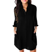 Load image into Gallery viewer, NIBESSER Women Loose Solid Dresses Turn Down Casual Ladies Office Shirt Dresses Summer Spring Long Sleeve Dresses Vestidos 2020