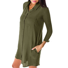 Load image into Gallery viewer, NIBESSER Women Loose Solid Dresses Turn Down Casual Ladies Office Shirt Dresses Summer Spring Long Sleeve Dresses Vestidos 2020