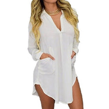 Load image into Gallery viewer, NIBESSER Women Loose Solid Dresses Turn Down Casual Ladies Office Shirt Dresses Summer Spring Long Sleeve Dresses Vestidos 2020