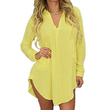 Load image into Gallery viewer, NIBESSER Women Loose Solid Dresses Turn Down Casual Ladies Office Shirt Dresses Summer Spring Long Sleeve Dresses Vestidos 2020