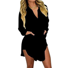 Load image into Gallery viewer, NIBESSER Women Loose Solid Dresses Turn Down Casual Ladies Office Shirt Dresses Summer Spring Long Sleeve Dresses Vestidos 2020