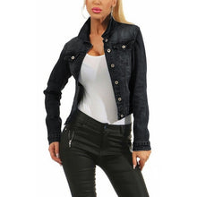 Load image into Gallery viewer, NIBESSER Women Sexy Ripped Crop Jeans Jacket Black Blue Long Sleeve Short Denim Jacket High Street Single Breasted Short Jackets